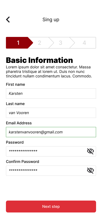 Onboarding step with a progress bar