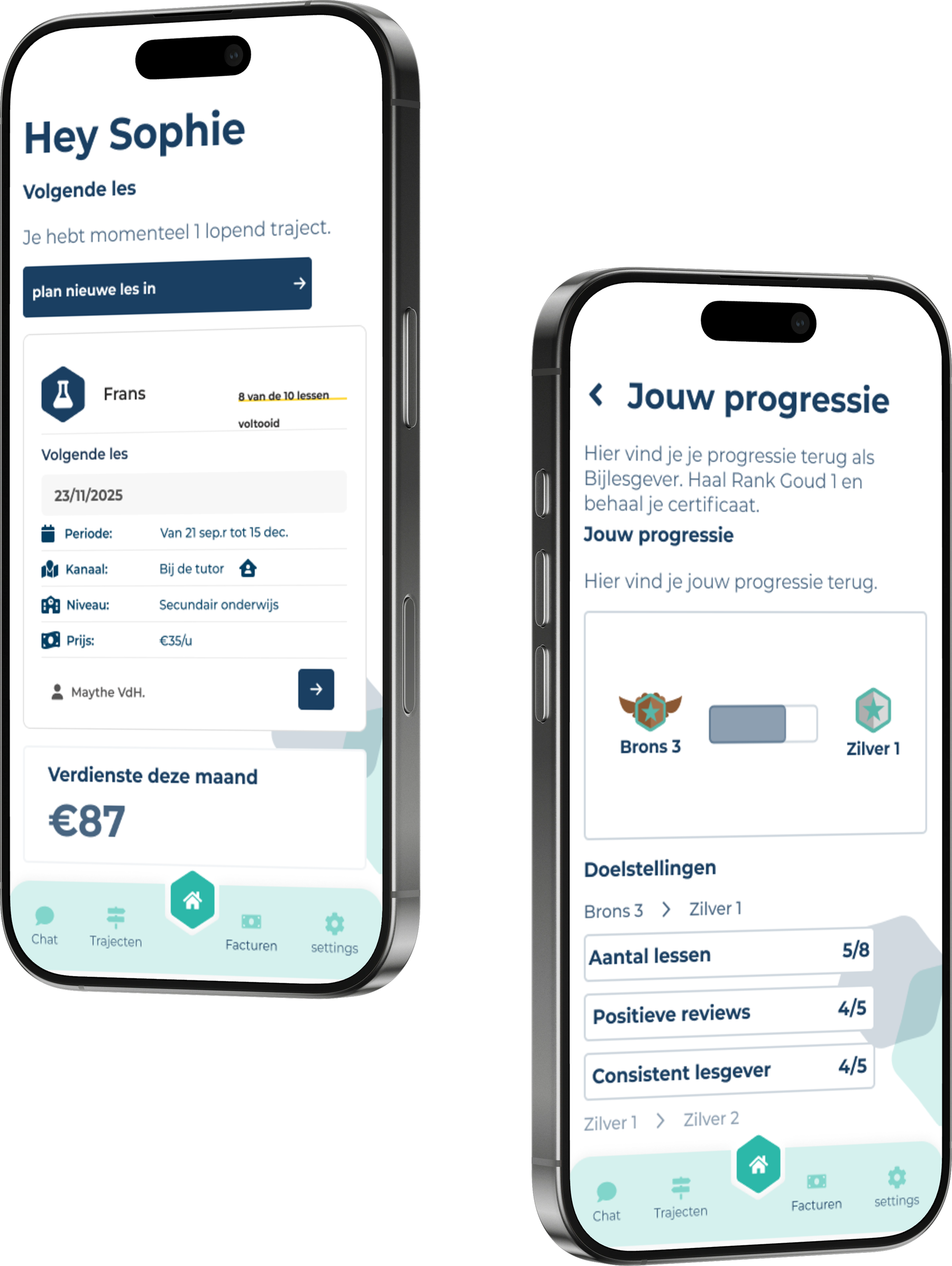 Eduvik tutor app mockup on two phones